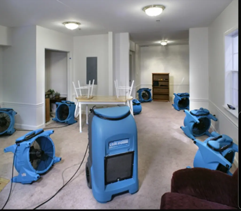Air movers and dehumidifier setup for Water Extraction & Removal in Schuylkill