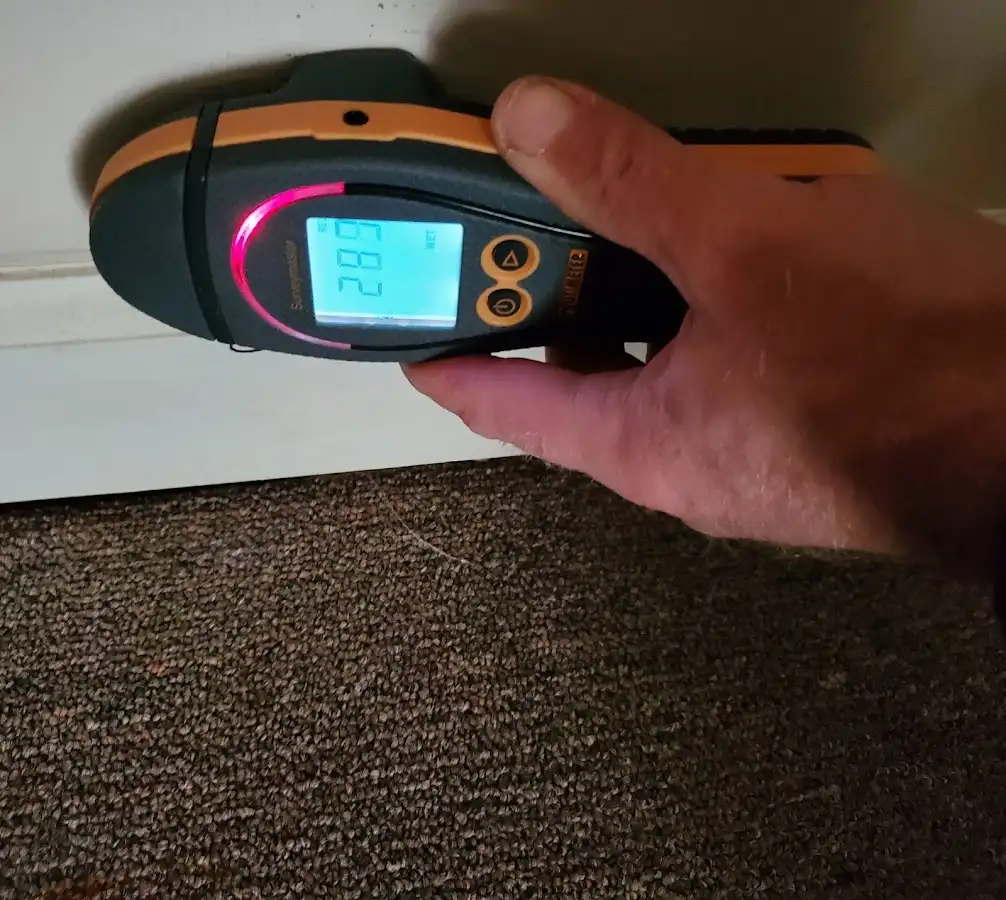Moisture detection at baseboard during Burst Pipe Cleanup in Schuylkill